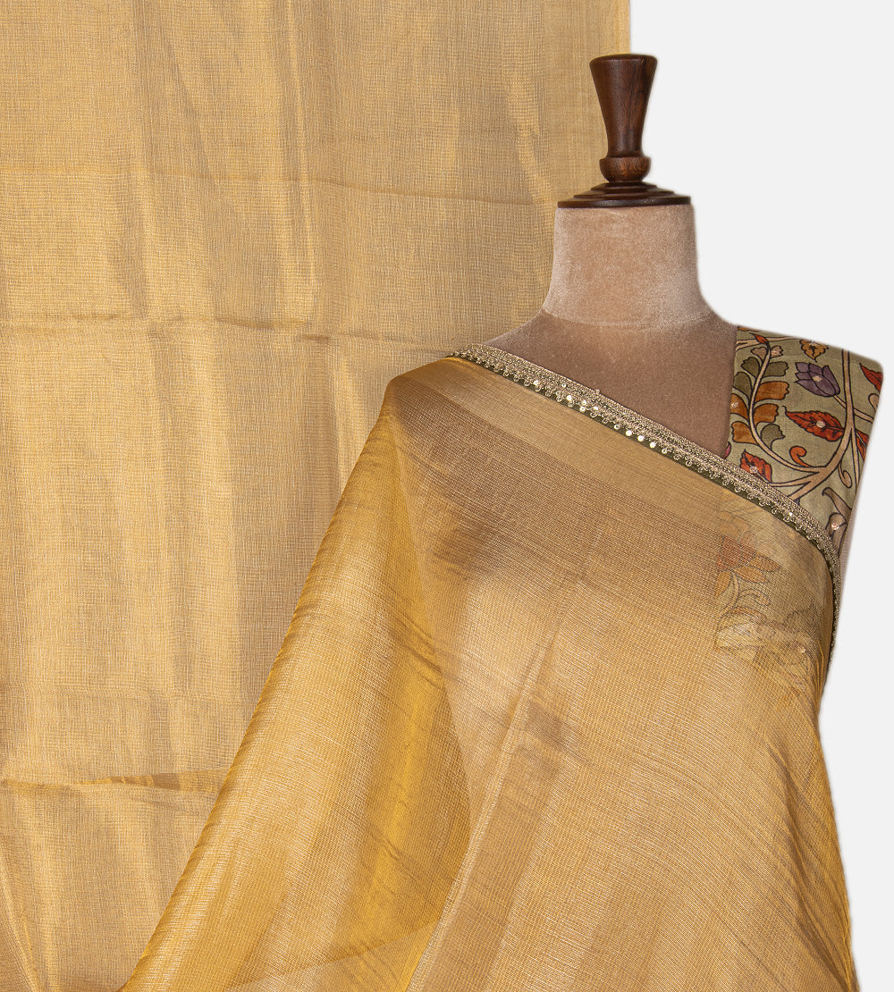 Mustard Gold Tissue Kota Silk Saree