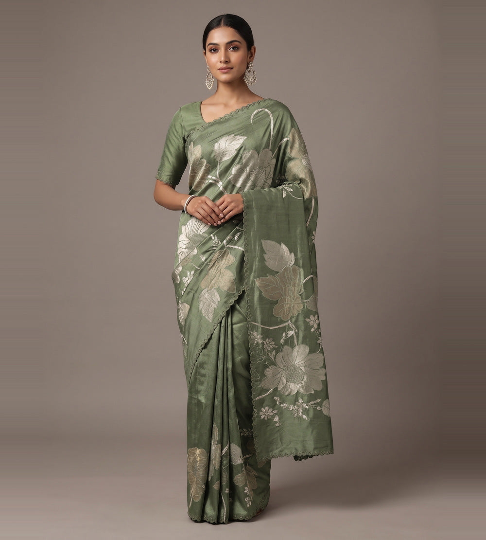 Green Tussar Saree