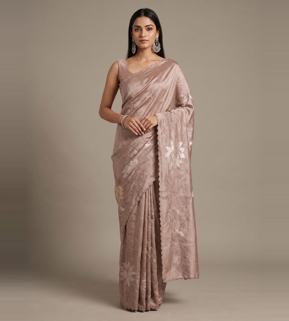 Mauve Tussar Saree