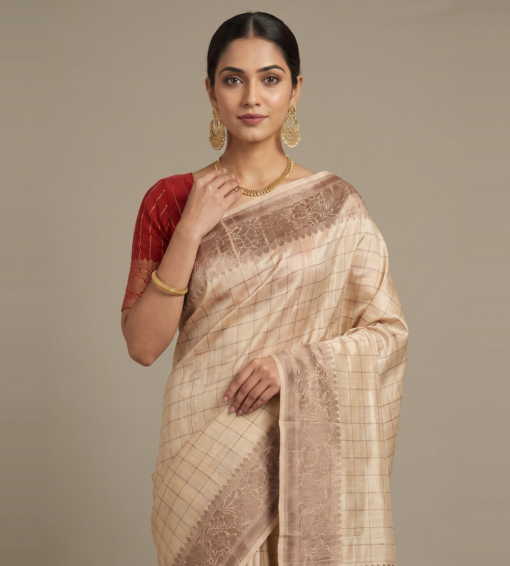Beige Banarasi Tussar