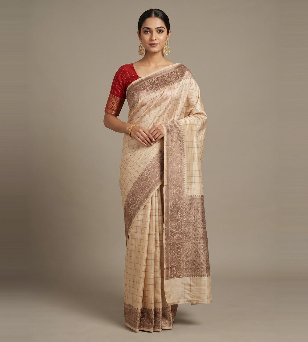 Beige Banarasi Tussar