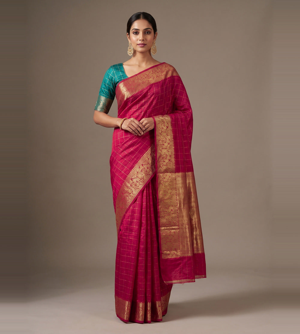 Pink Banarasi Tussar Saree