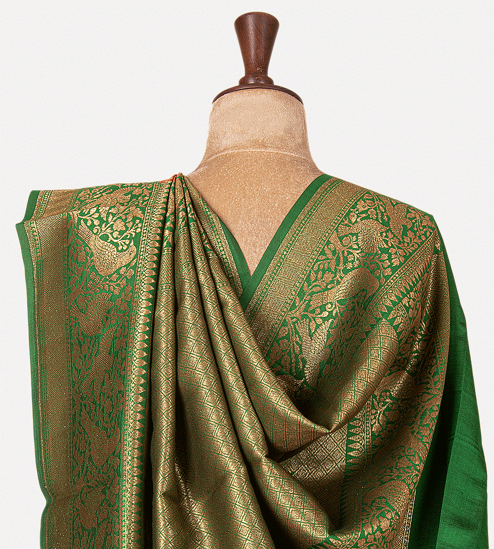 Orange Banarasi Tussar Saree