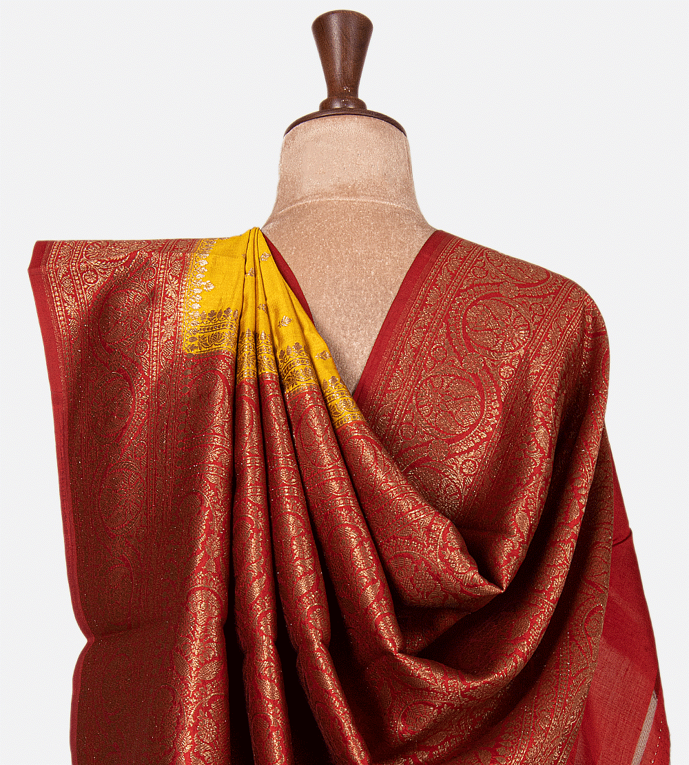 Yellow Banarasi Tussar Saree