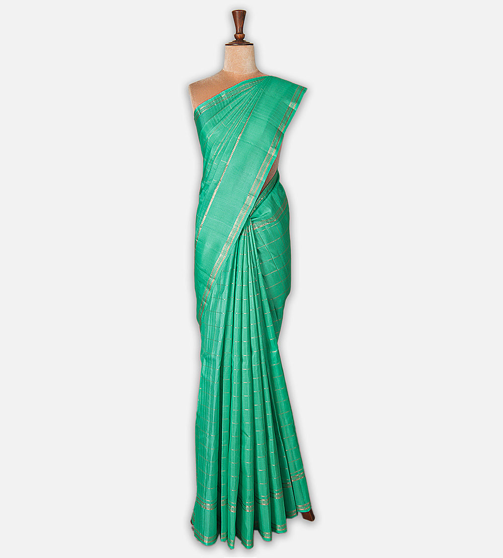 Turquoise Green Kanchipuram Silk Saree