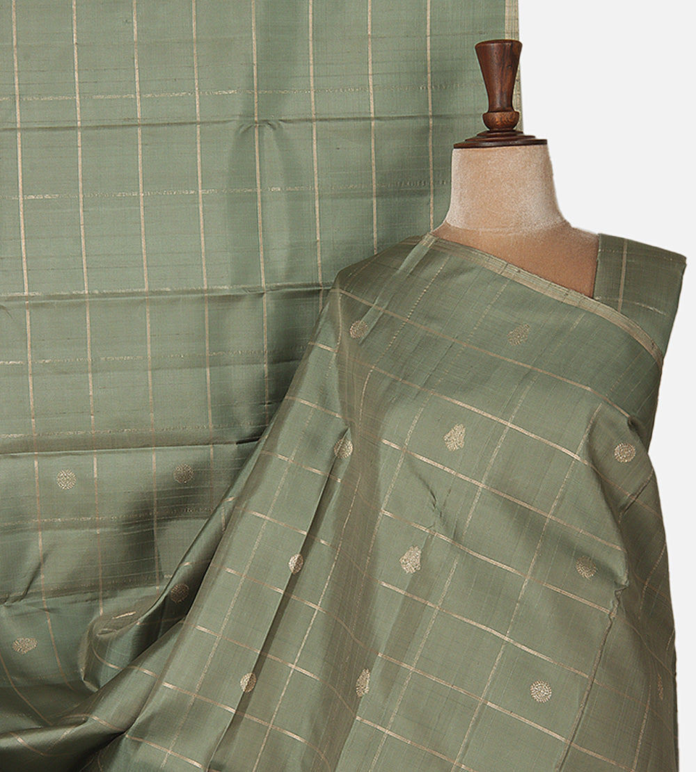 Olive Green Kanchipuram Silk Saree