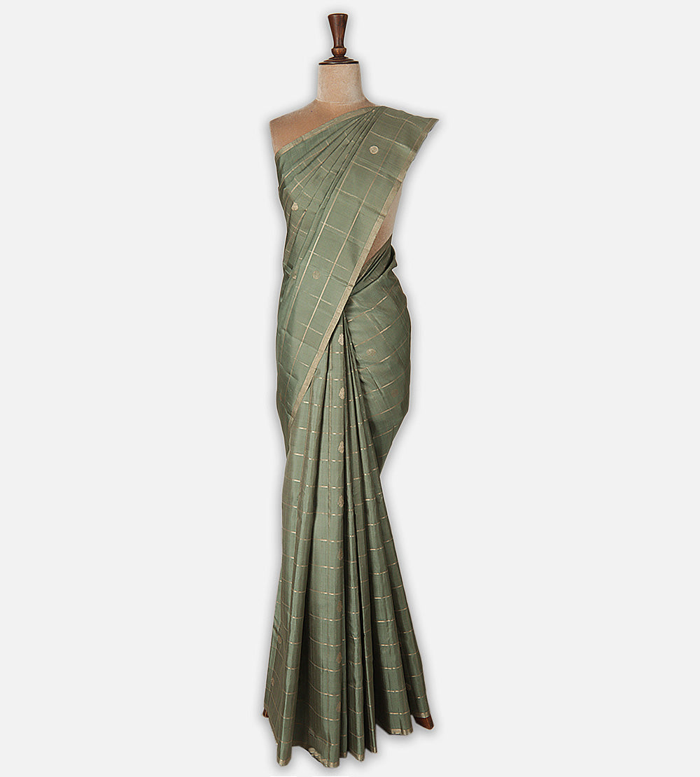 Olive Green Kanchipuram Silk Saree