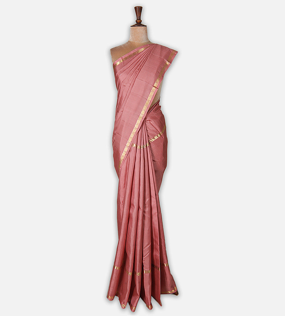 Dusty Rose Pink Kanchipuram Silk Saree