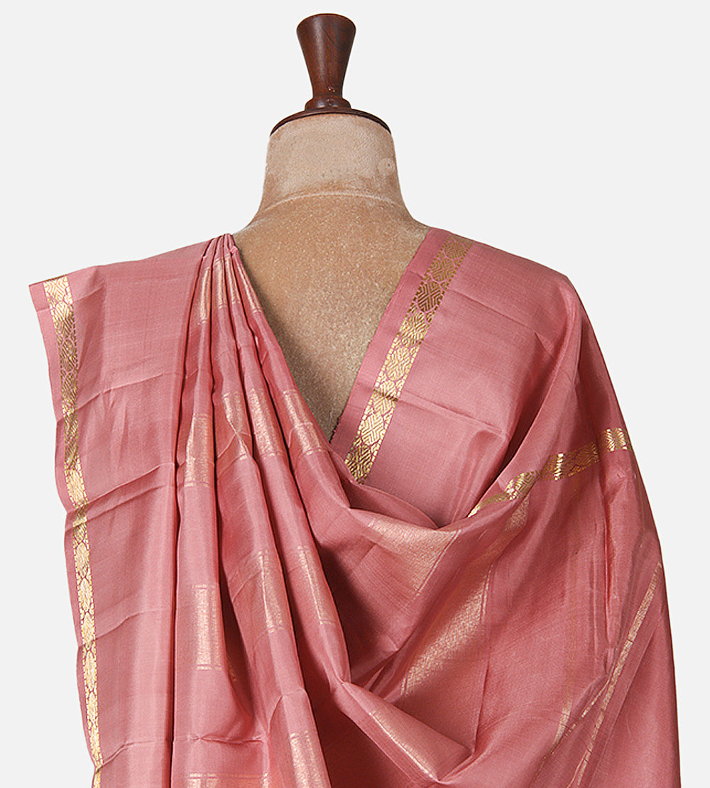 Dusty Rose Pink Kanchipuram Silk Saree