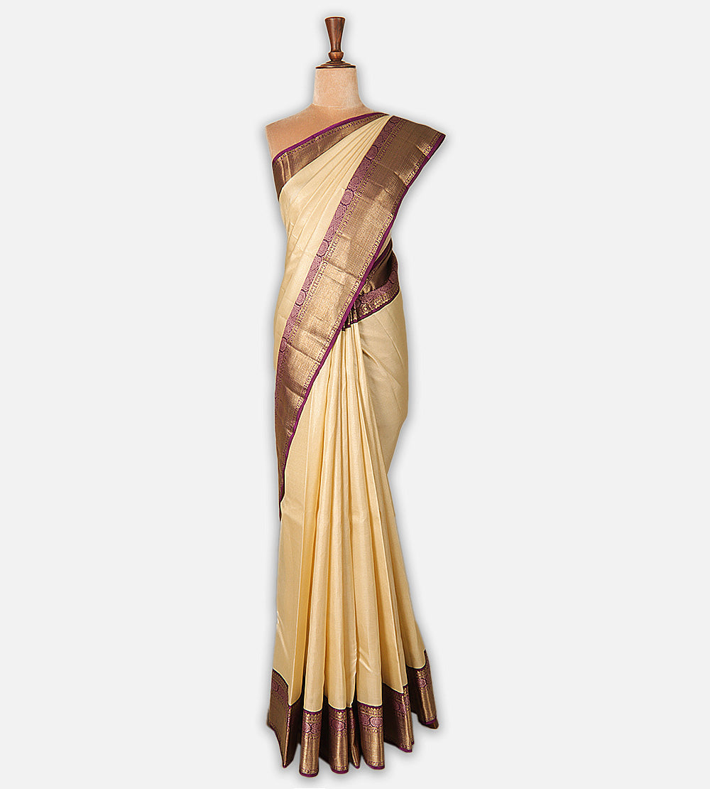 Light Beige Kanchipuram Silk Saree
