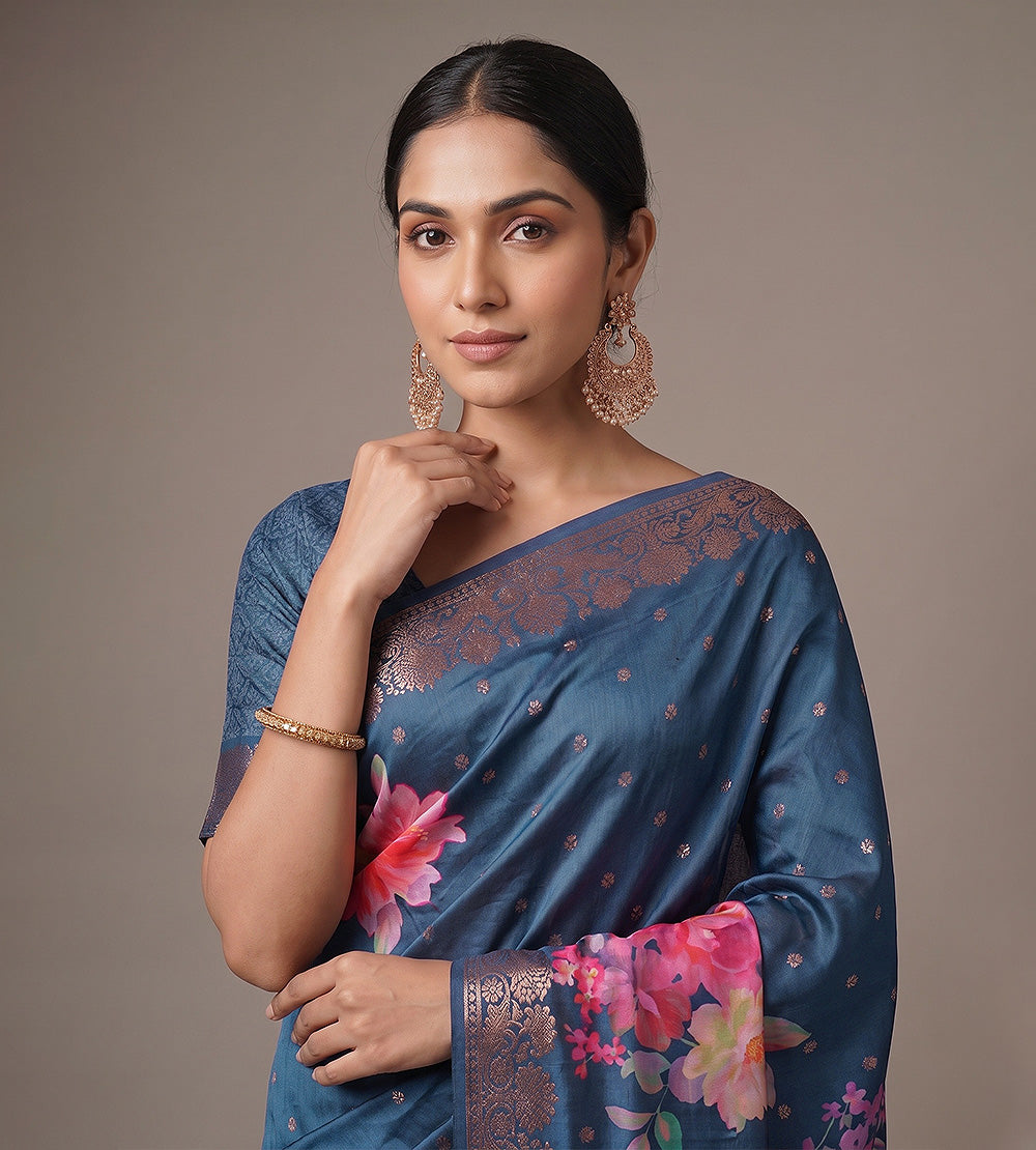 Blue Chaniya Silk Saree