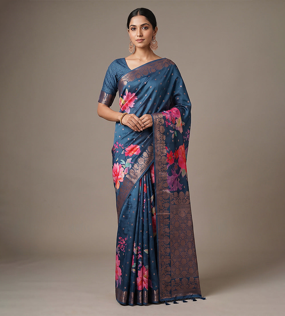 Blue Chaniya Silk Saree