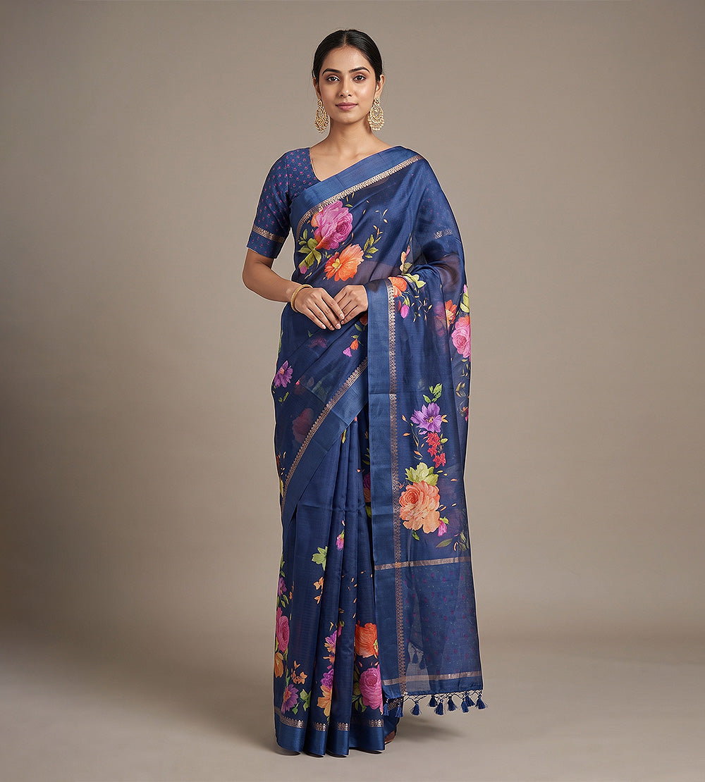 Blue Chaniya Silk Saree