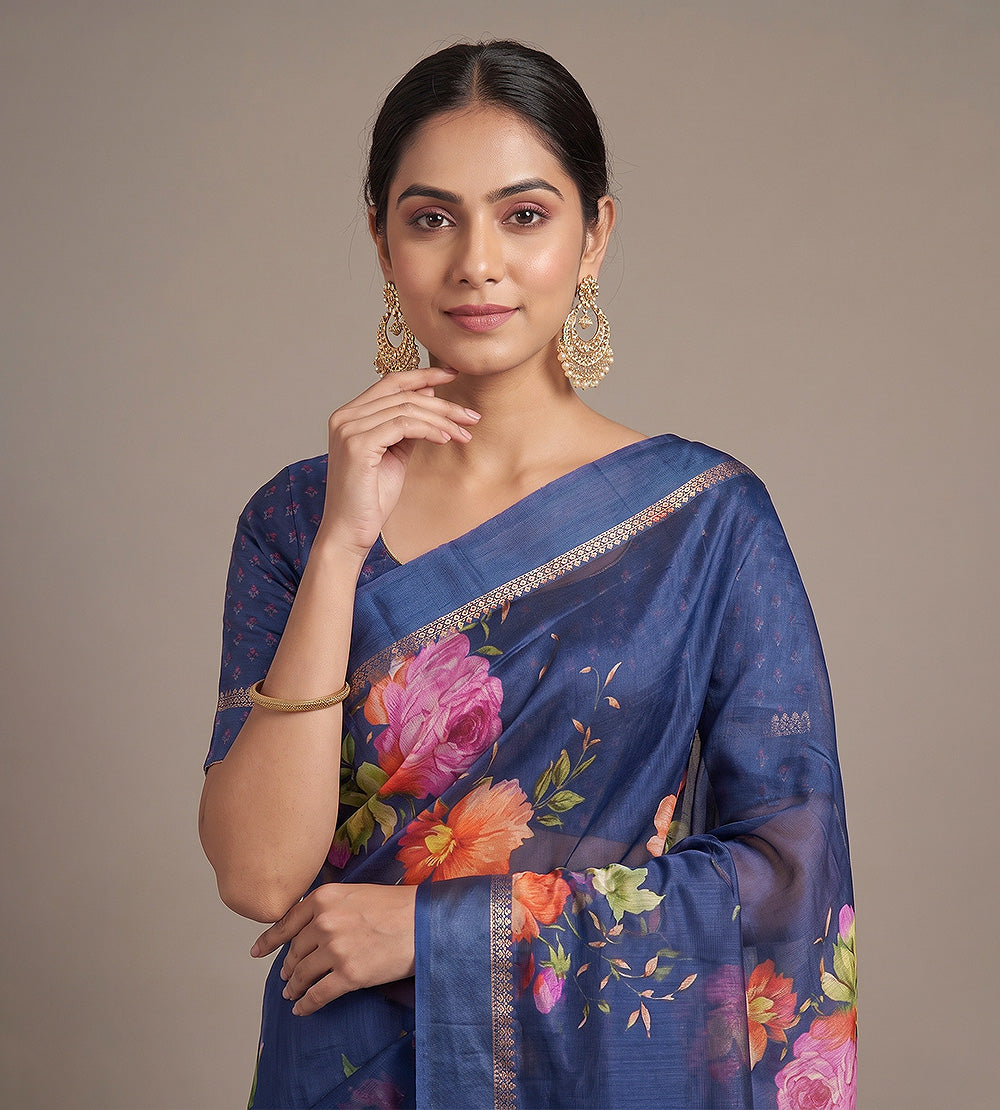 Blue Chaniya Silk Saree