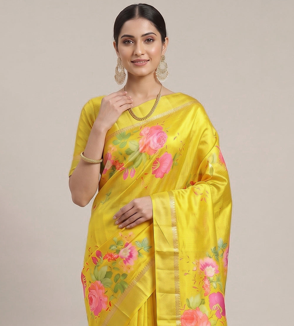 Yellow Chaniya Silk Saree