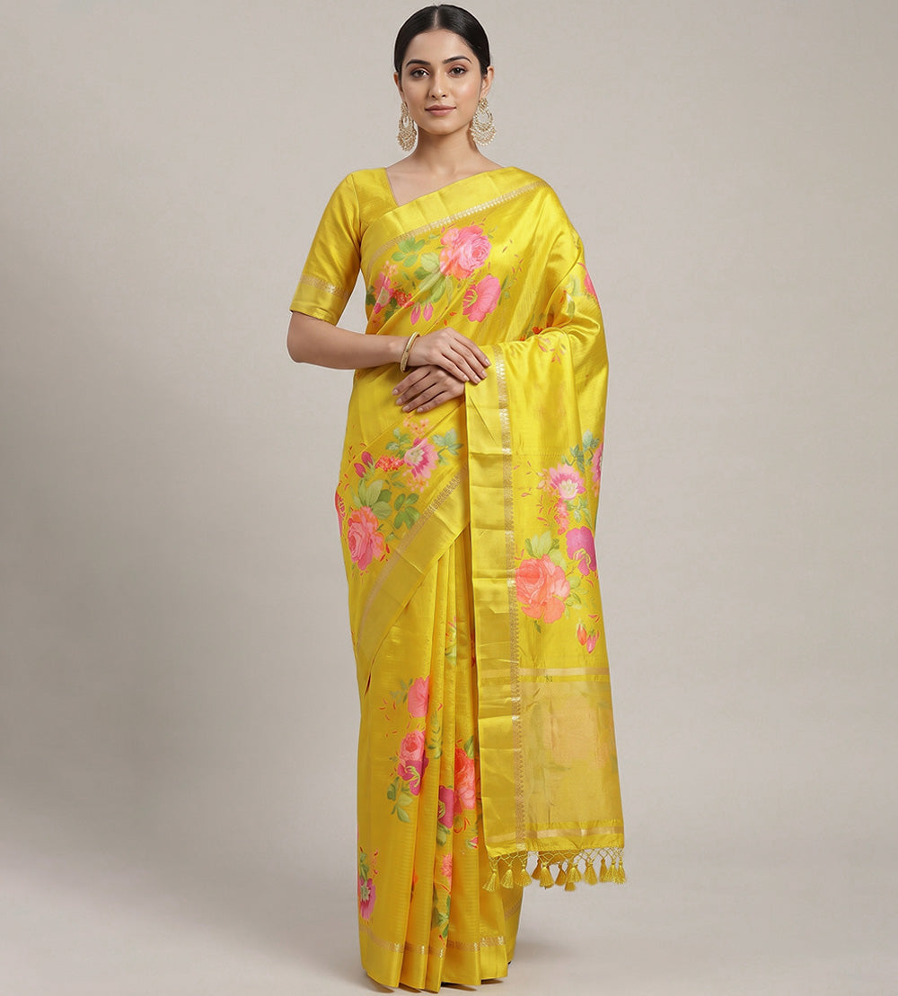 Yellow Chaniya Silk Saree