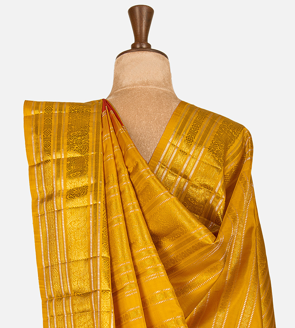 Rust Orange Kanchipuram Silk Saree