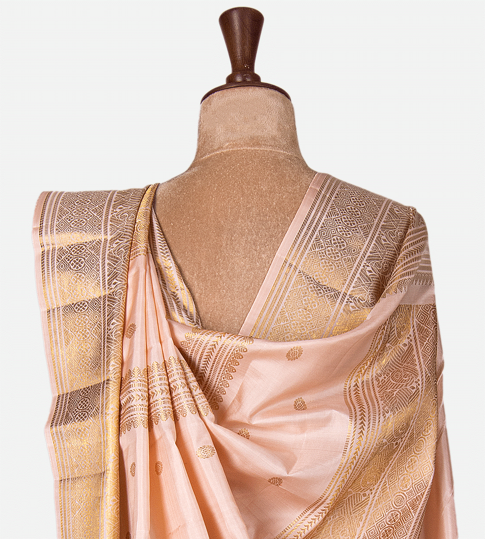 Pink And Orange Kanchipuram Silk Saree