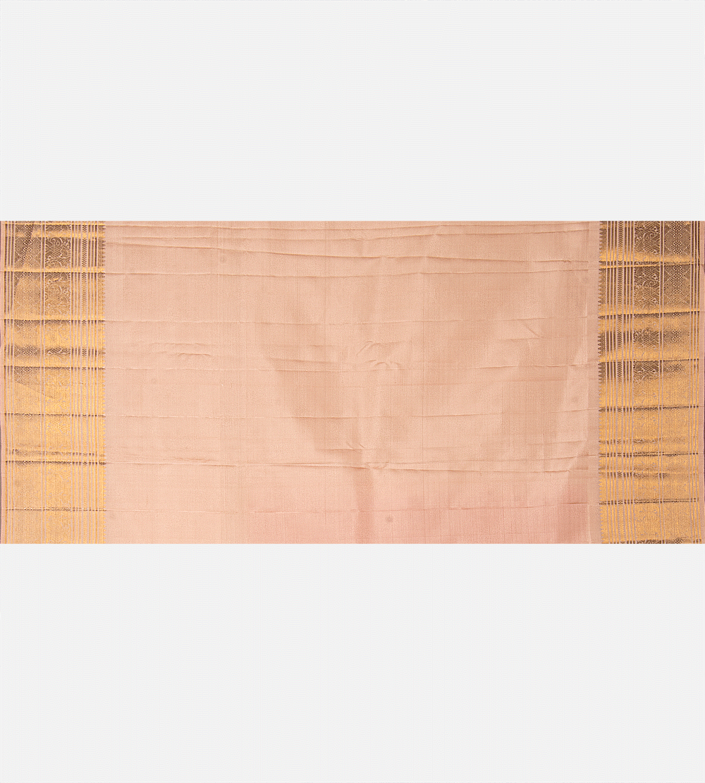 Pink And Orange Kanchipuram Silk Saree