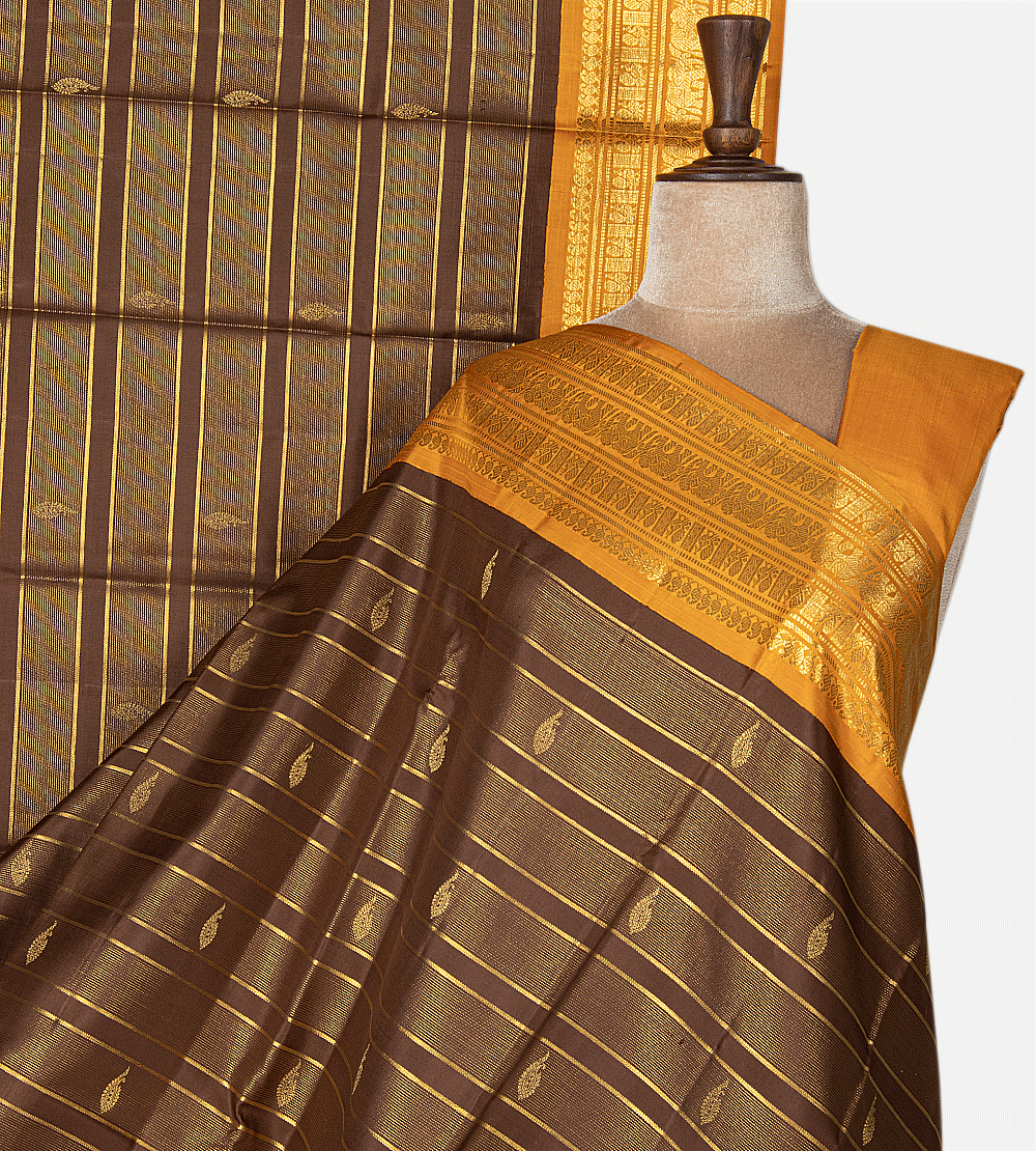 Brown Kanchipuram Silk Saree