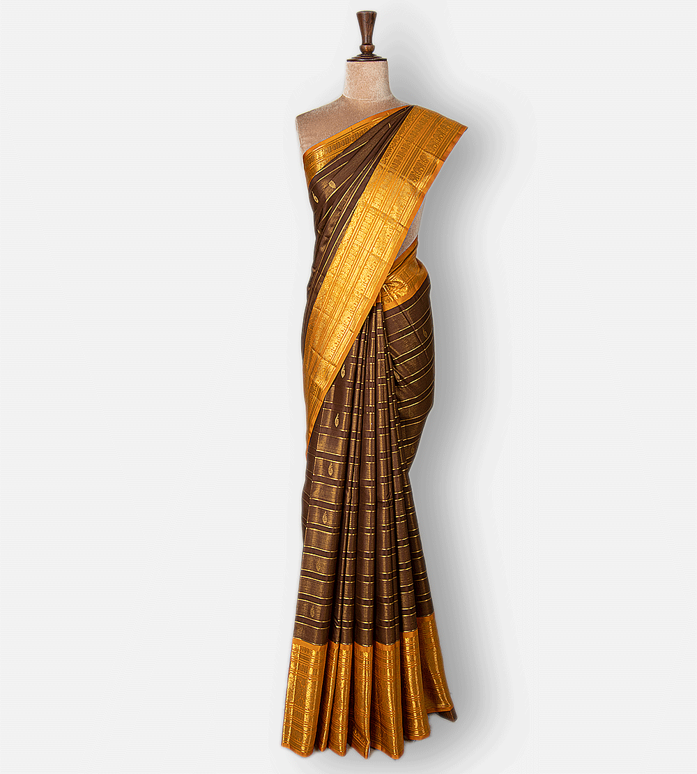 Brown Kanchipuram Silk Saree
