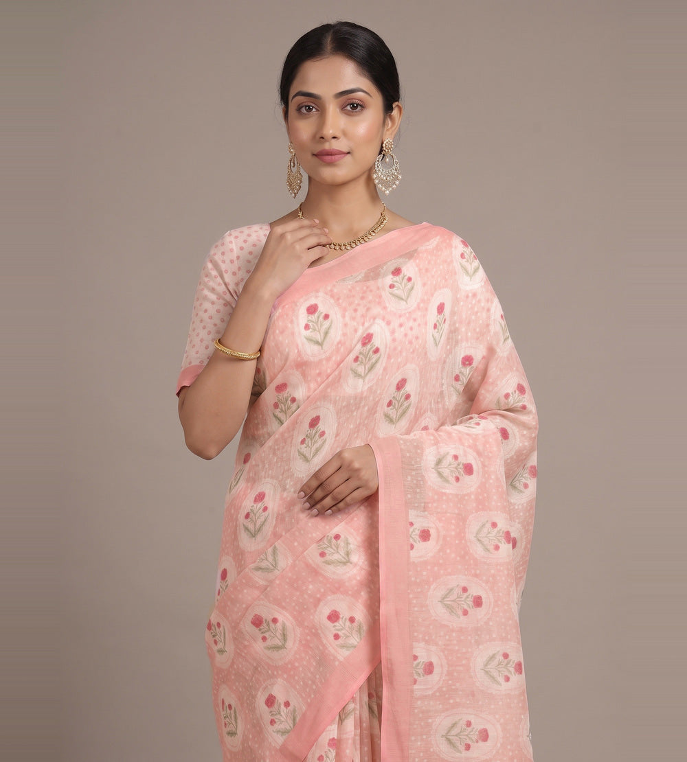 Light Pink Linen Saree