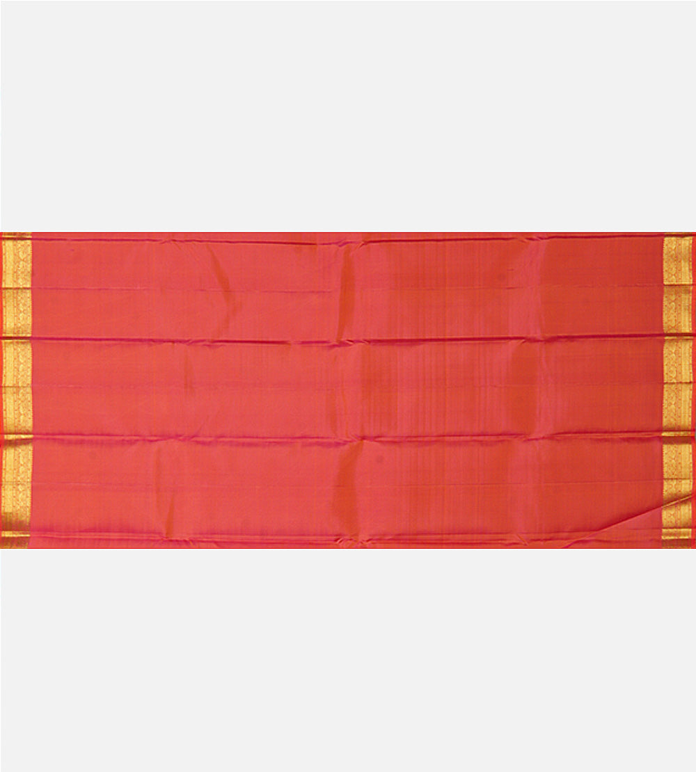 Pinkish Orange Kanchipuram Silk Saree