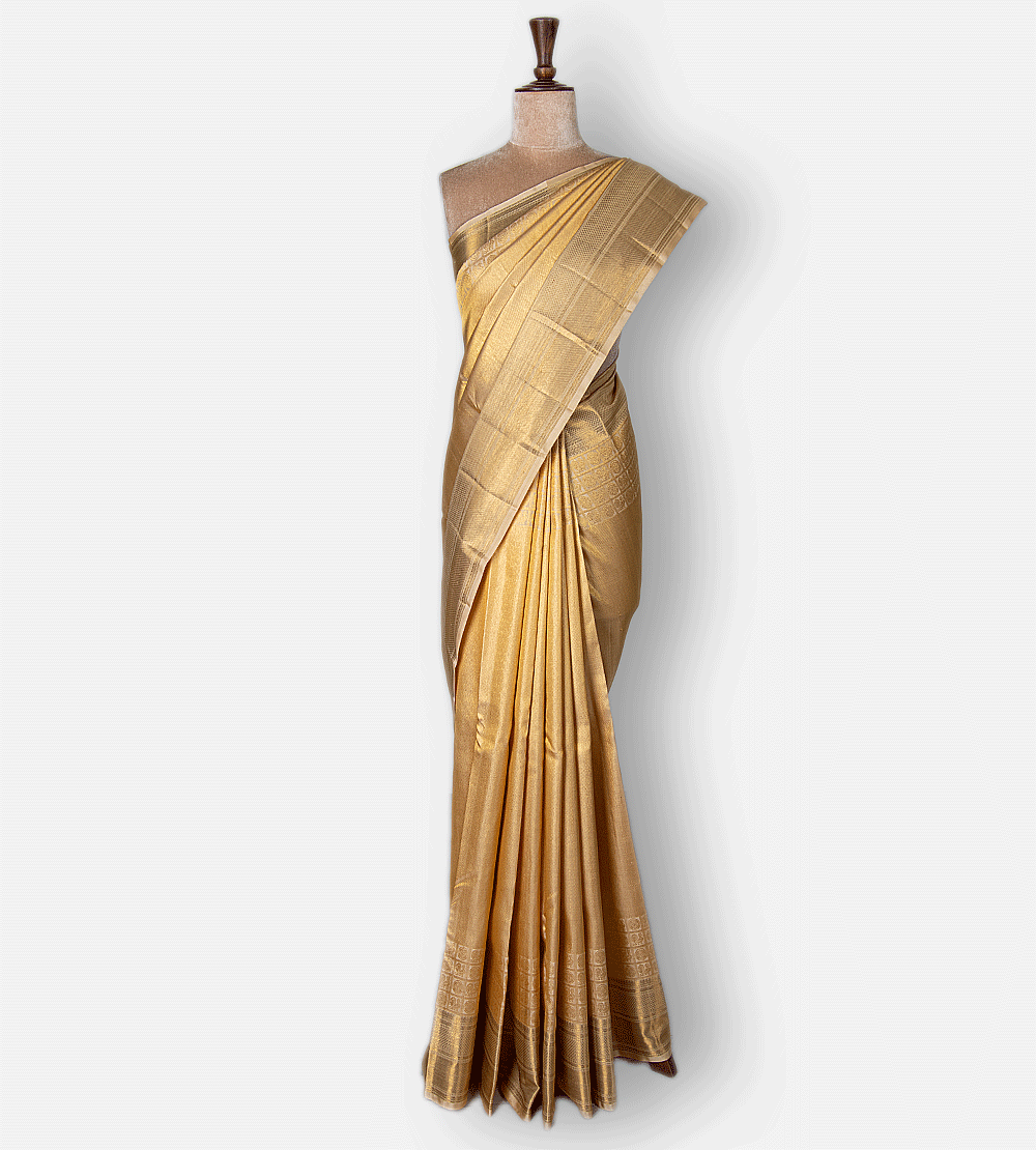 Creme Kanchipuram Silk Saree