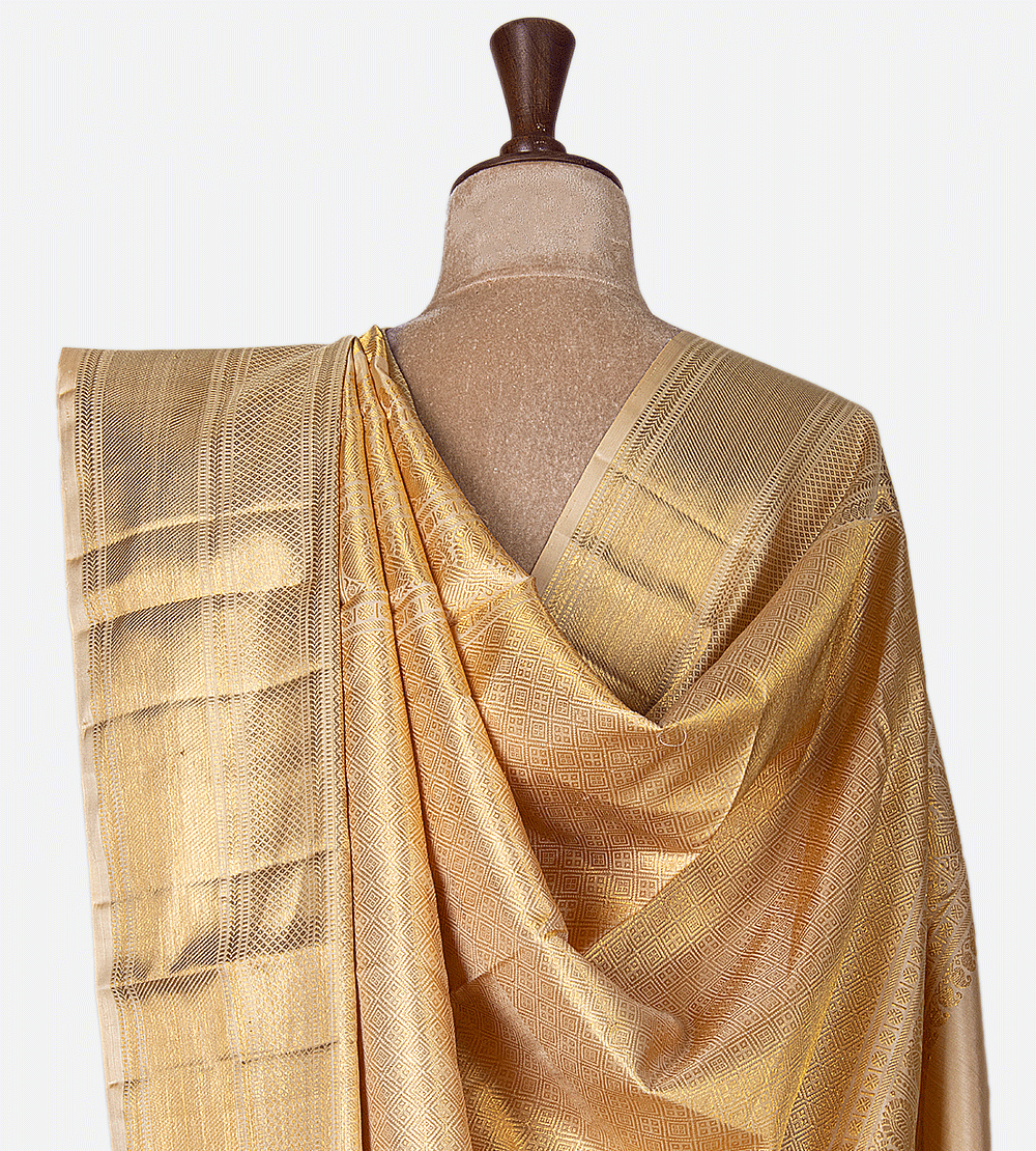 Creme Kanchipuram Silk Saree