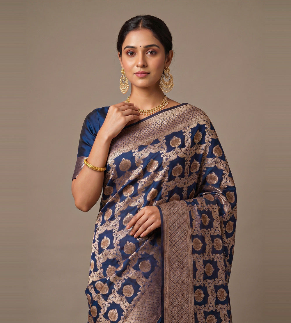 Blue Banarasi Silk Saree