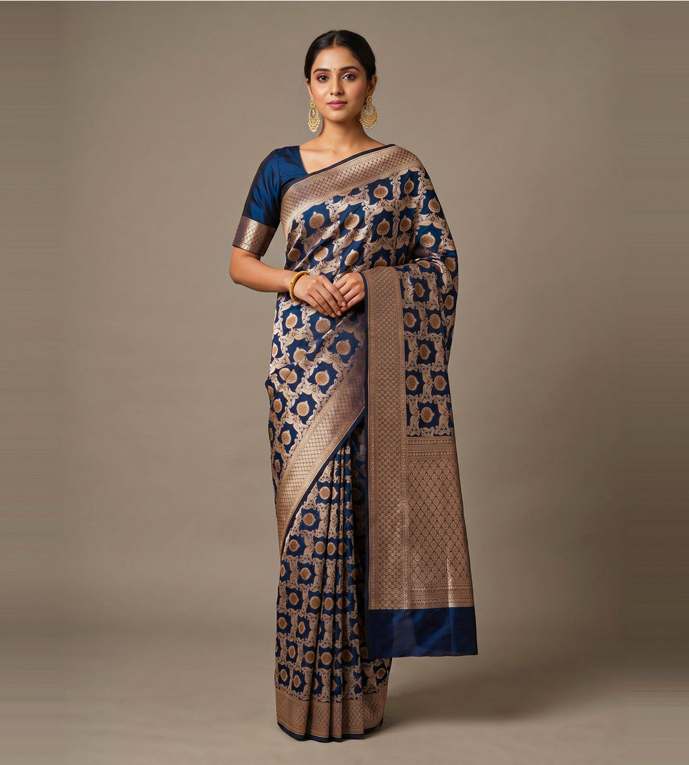 Blue Banarasi Silk Saree