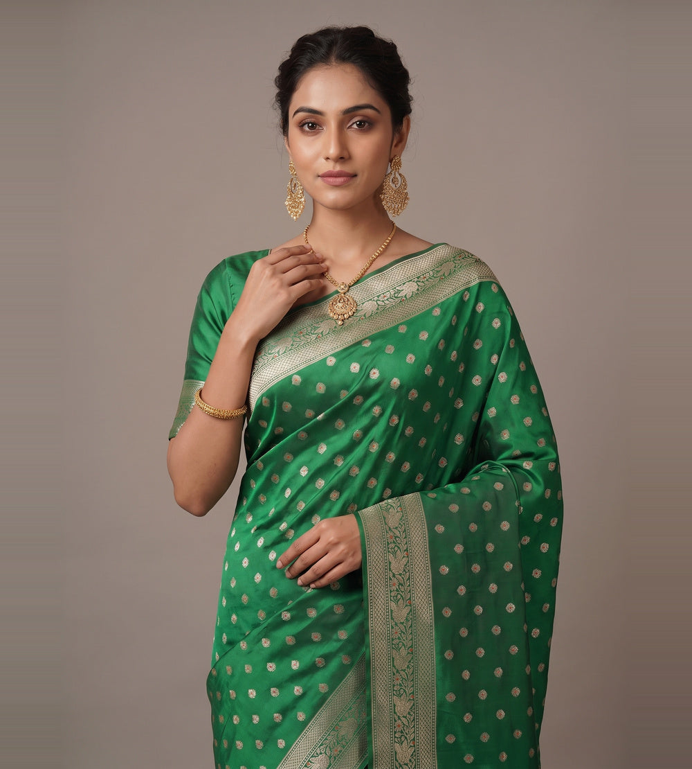 Green Banarasi Silk Saree
