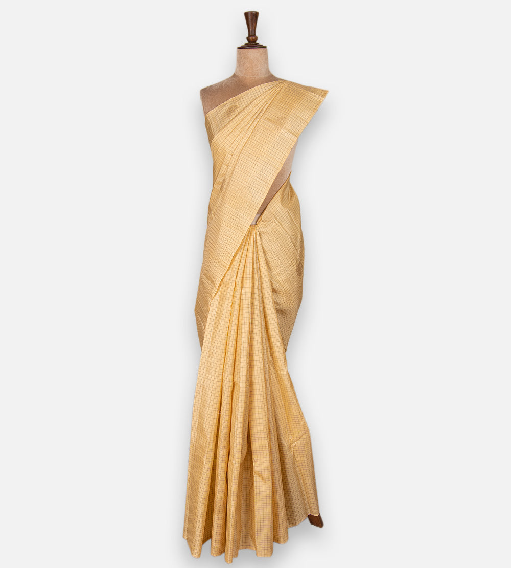 Golden Beige Kanchipuram Silk Saree