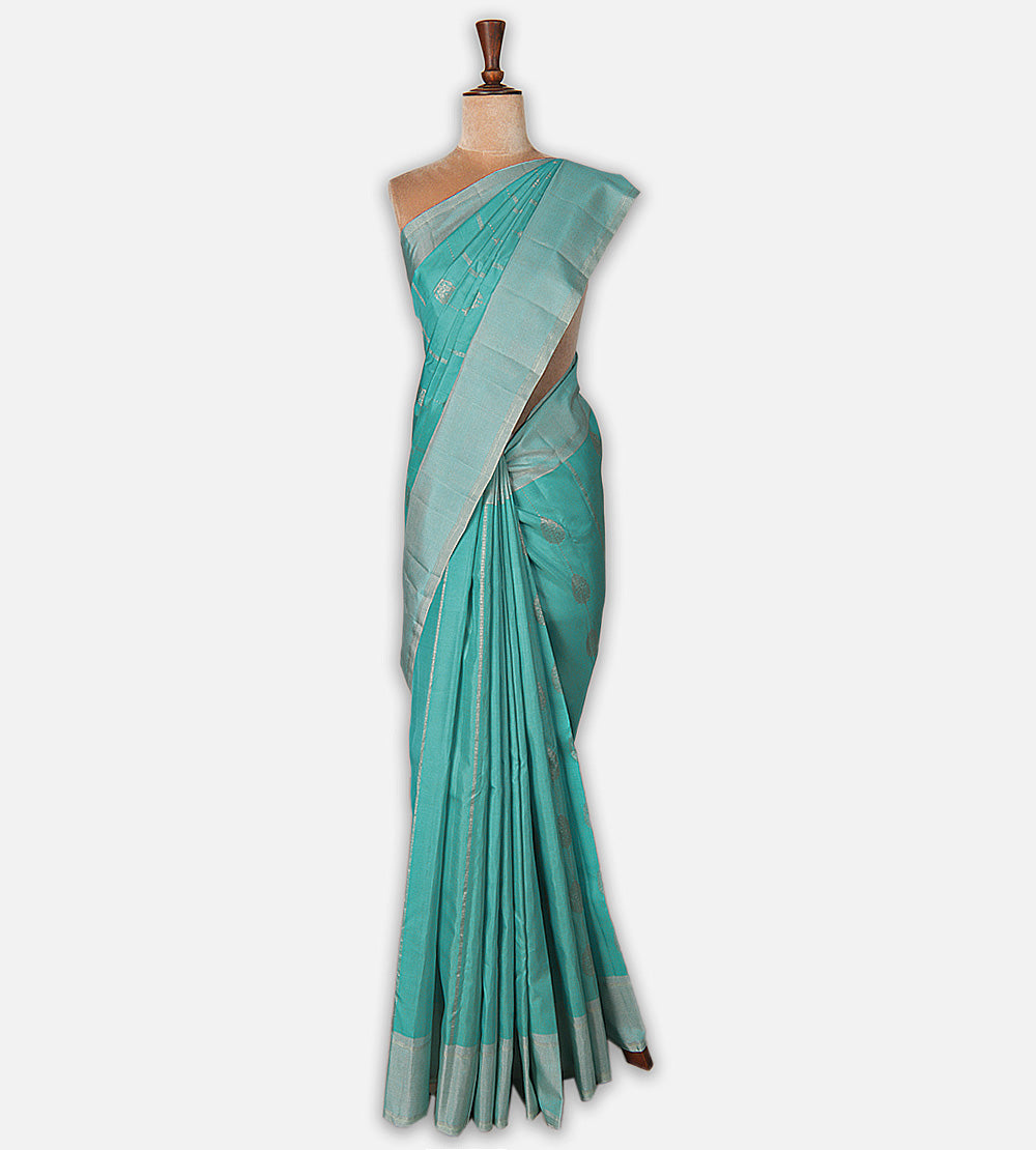 Turquoise Blue Kanchipuram Silk Saree