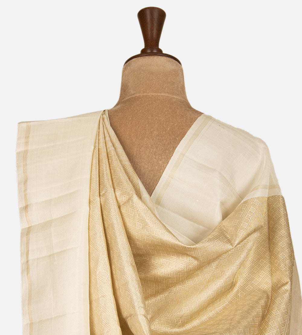 Creme Kanchipuram Silk Saree
