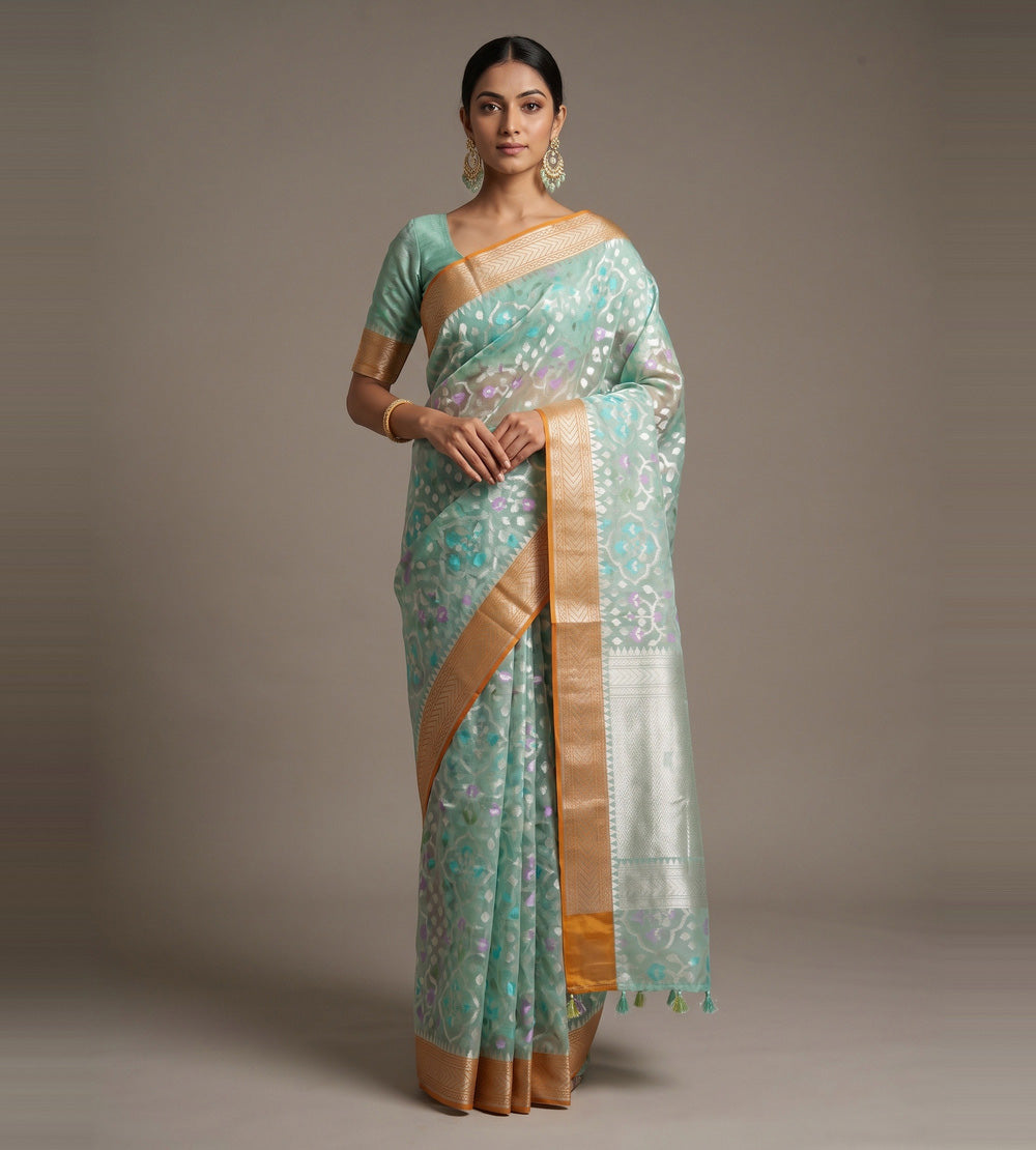 Blue Kora Organza Saree