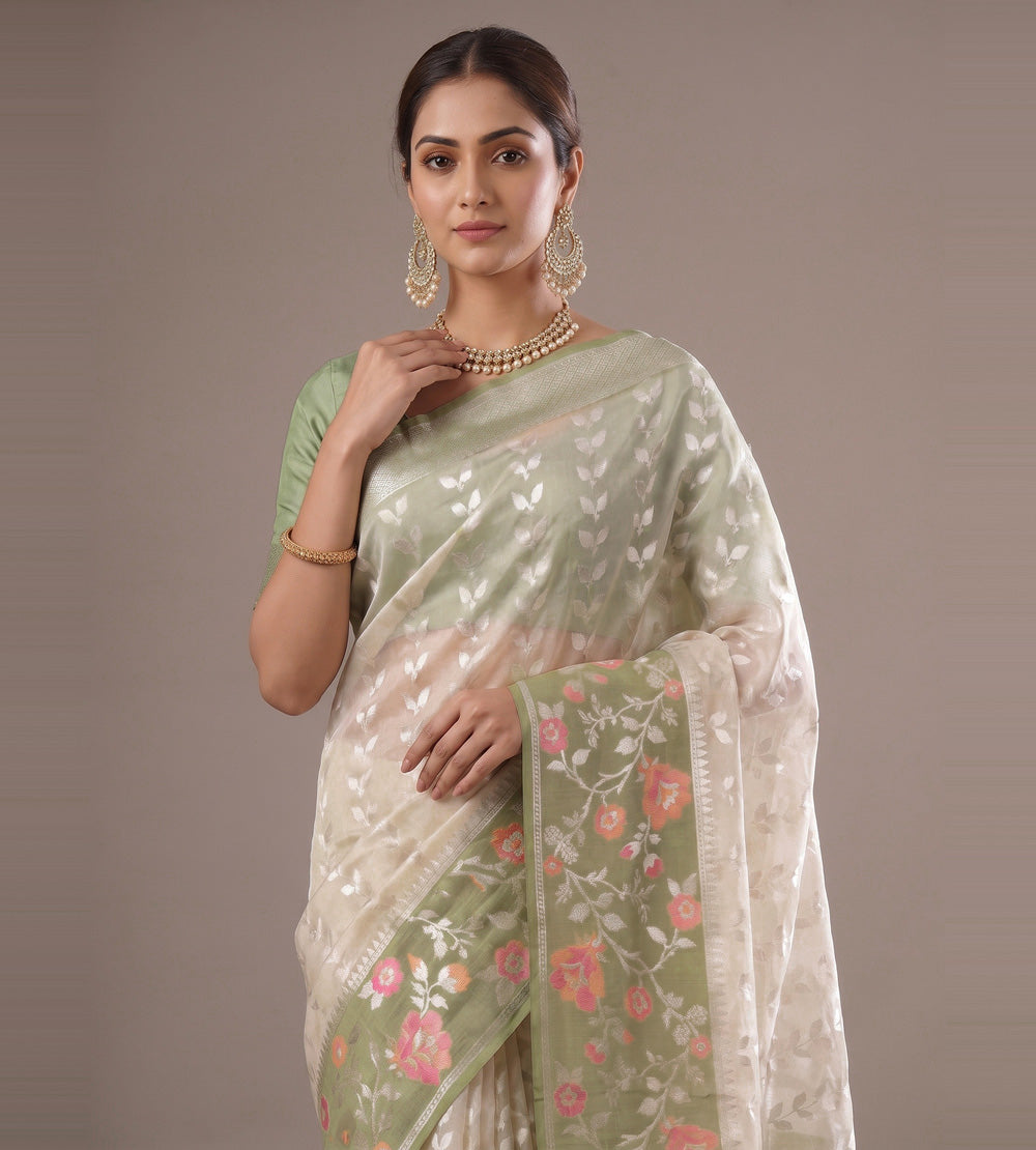 Off-White Kora Organza Saree