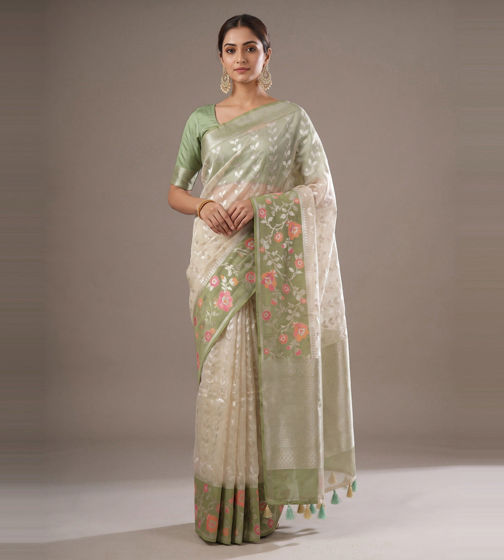 Off-White Kora Organza Saree