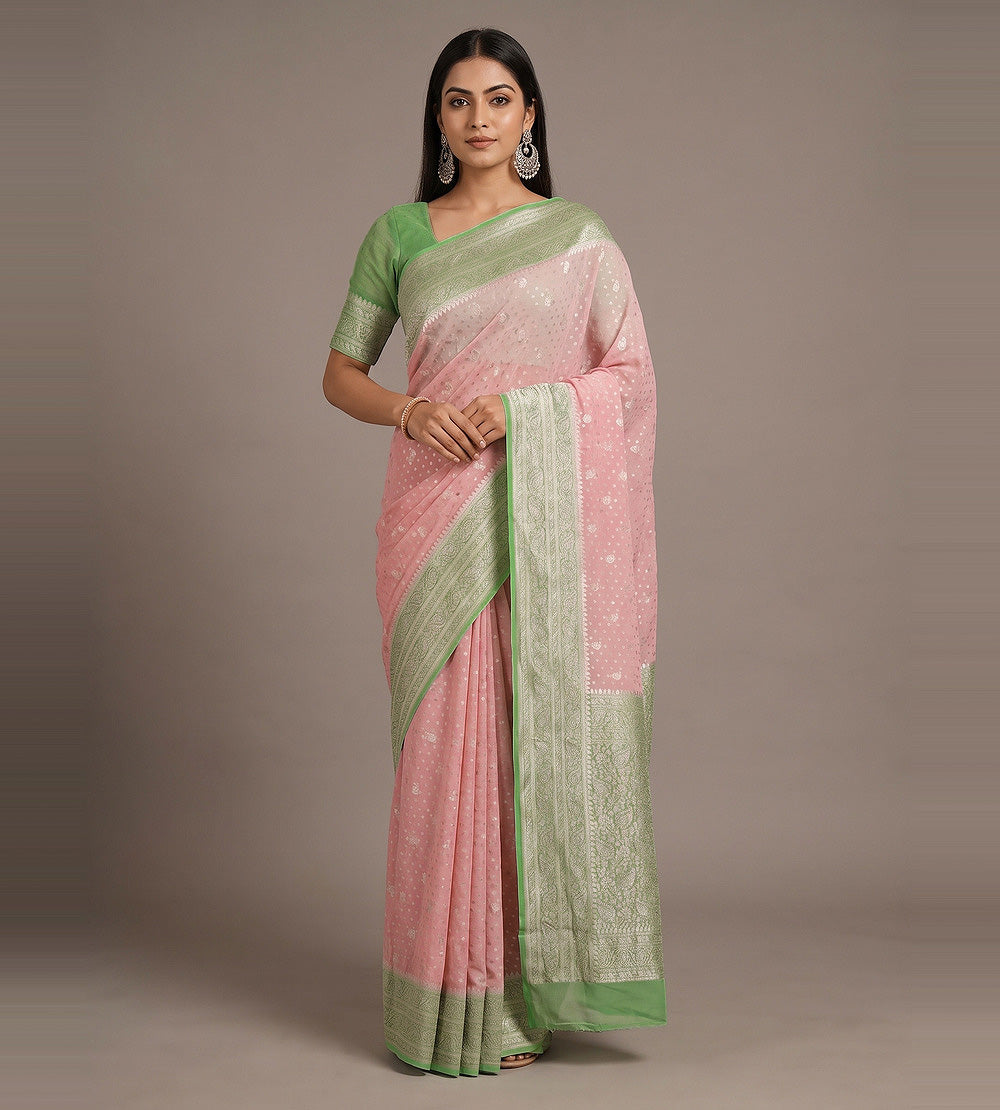 Light Pink Banarasi Georgette Saree