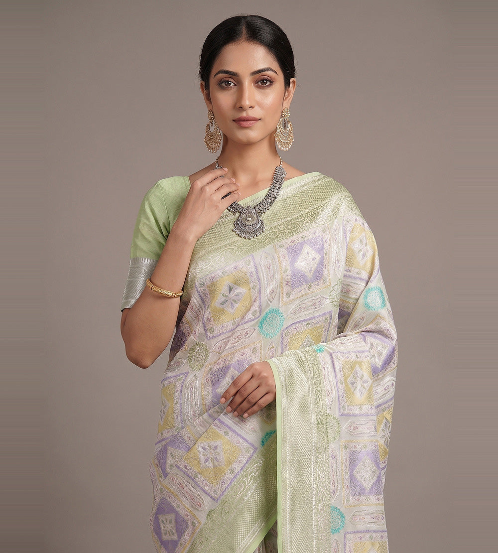 Off-White Banarasi Georgette Saree