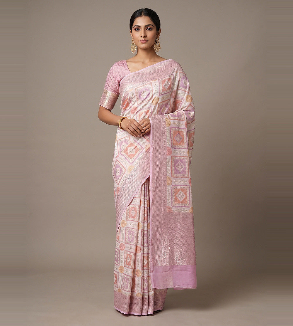 Off-White Banarasi Georgette Saree