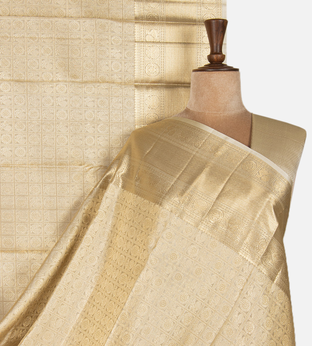 Creme Kanchipuram Silk Saree