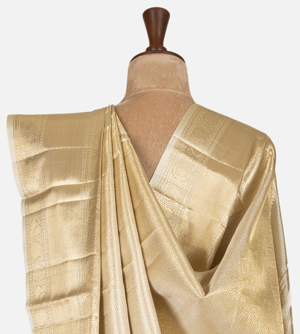 Creme Kanchipuram Silk Saree
