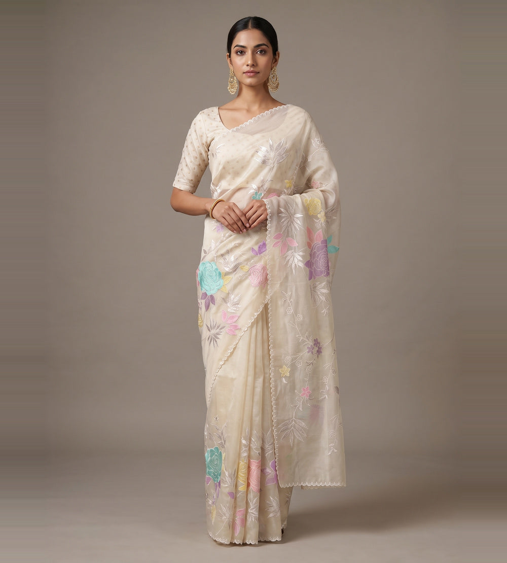 Creme Organza Saree