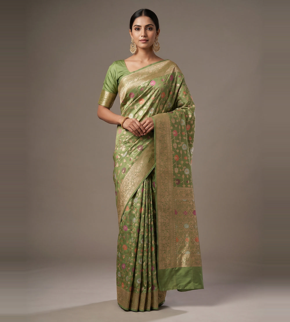 Green Banarasi Silk Saree