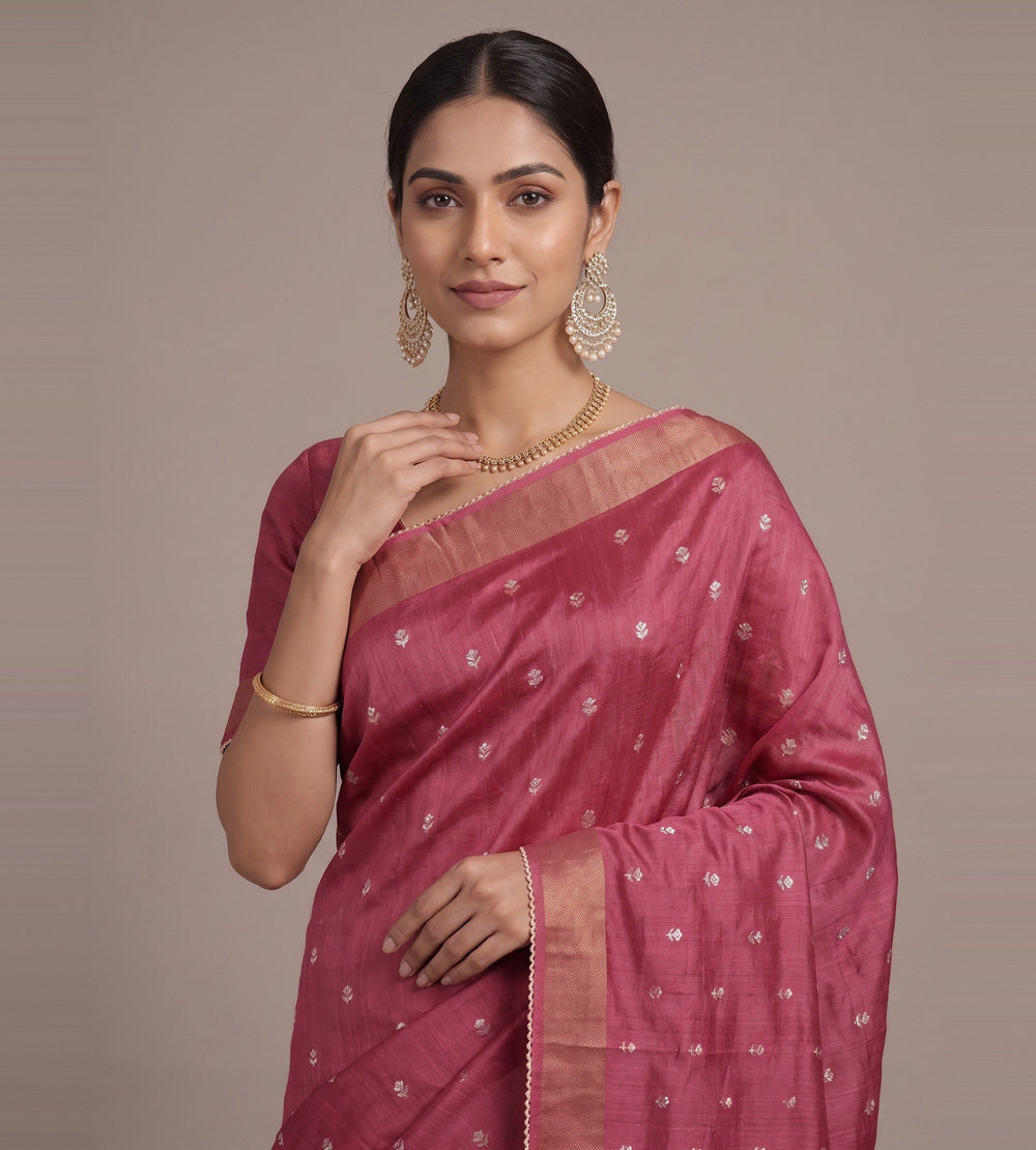 Pink Tussar Saree