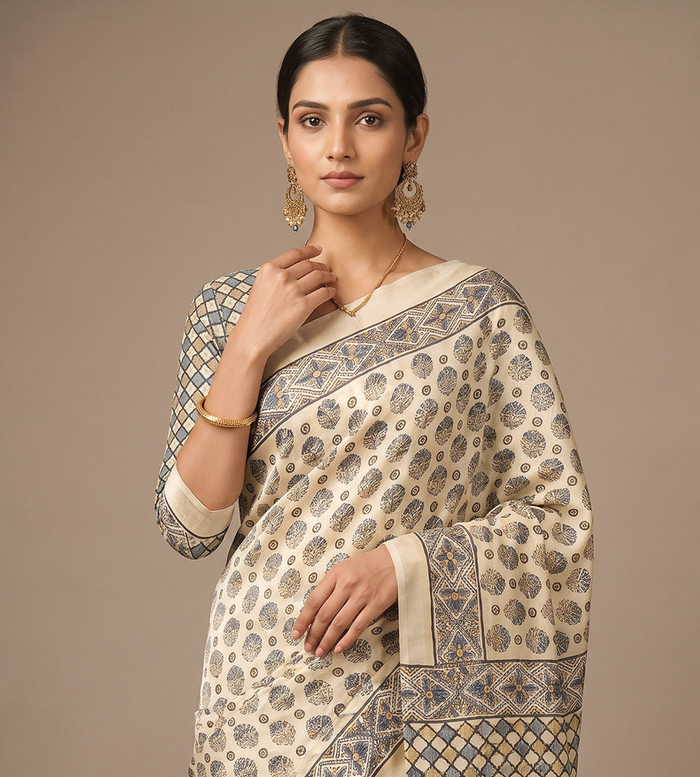Light Beige Modal Silk Saree
