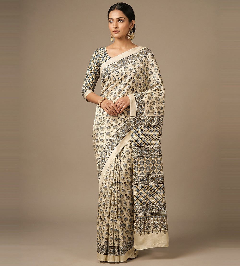 Light Beige Modal Silk Saree