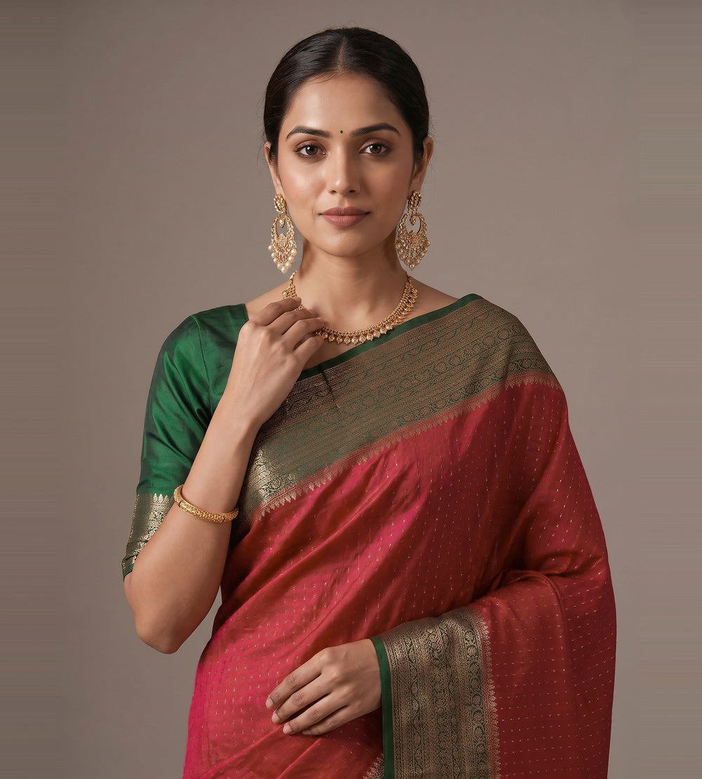 Red Chaniya Silk Saree