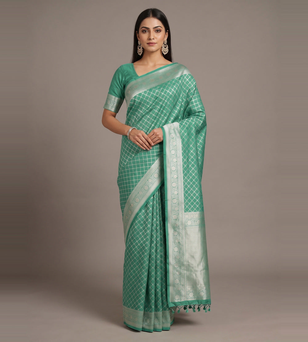 Sea Green Chaniya Silk Saree